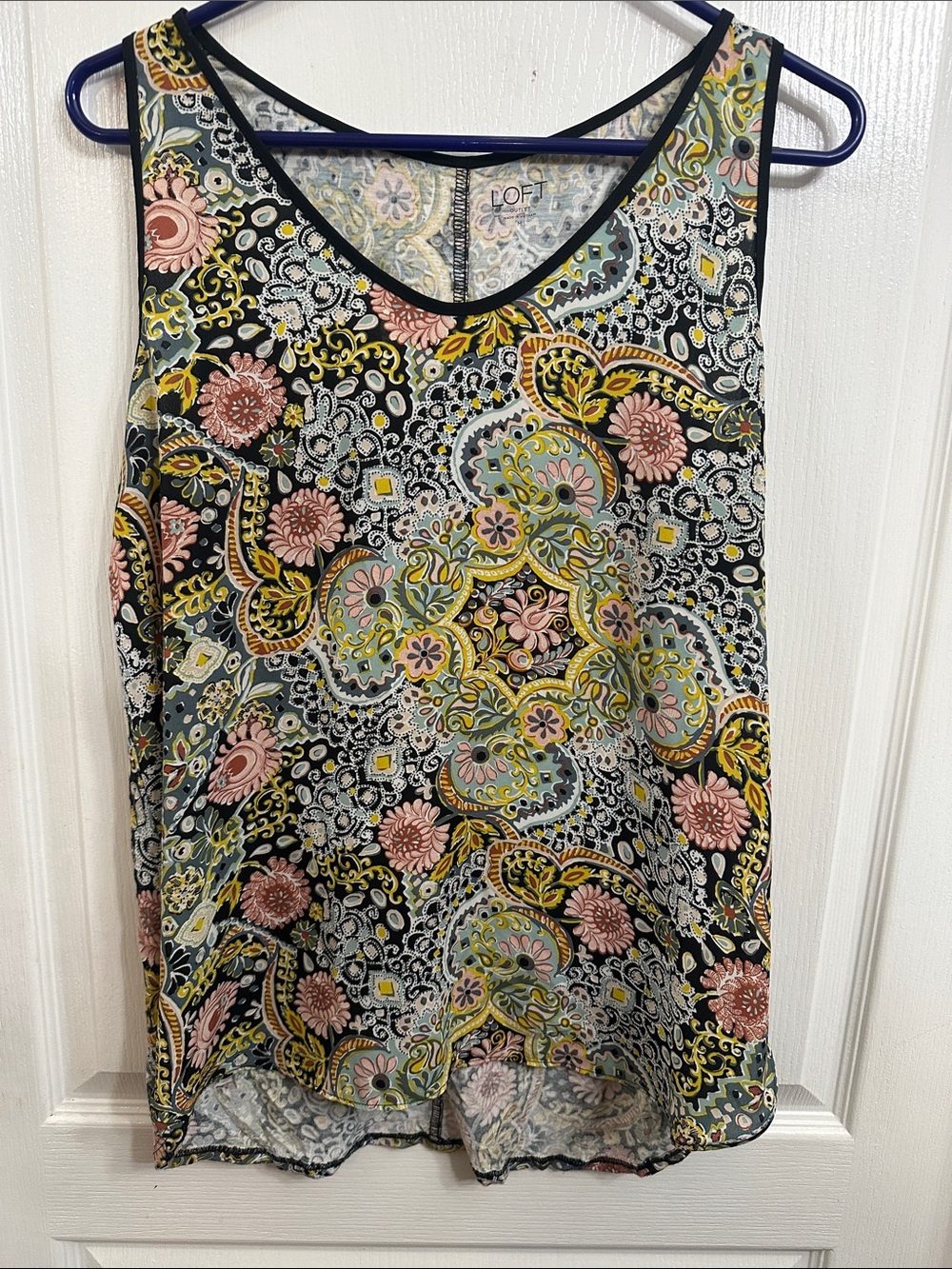 LOFT Black Multi Paisley Floral Sleeveless Camisole